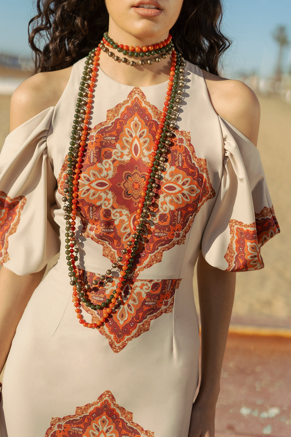 NORBERTA - VESTIDO MIDI CON HOMBROS DESCUBIERTOS