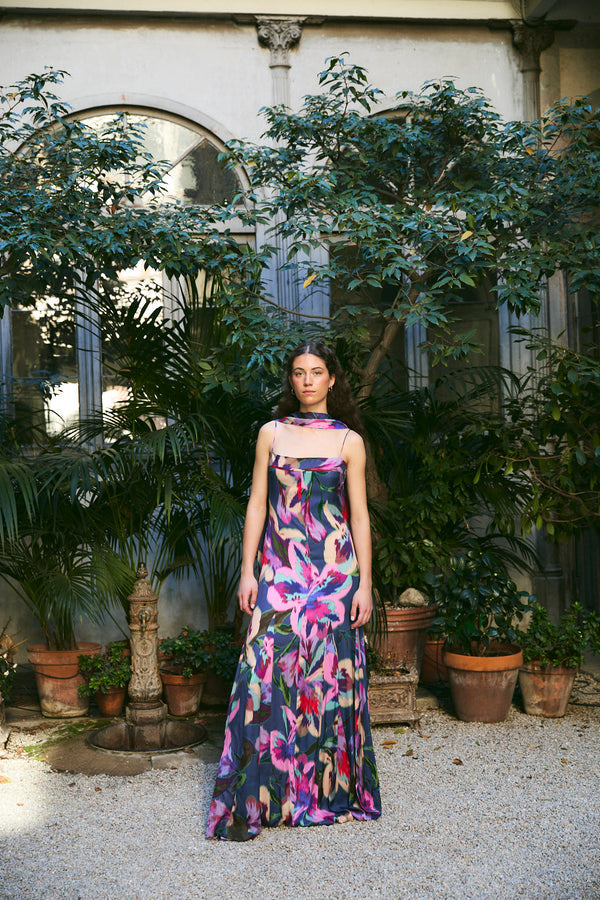 MER - VESTIDO LARGO ESTAMPADO CON TIRANTES