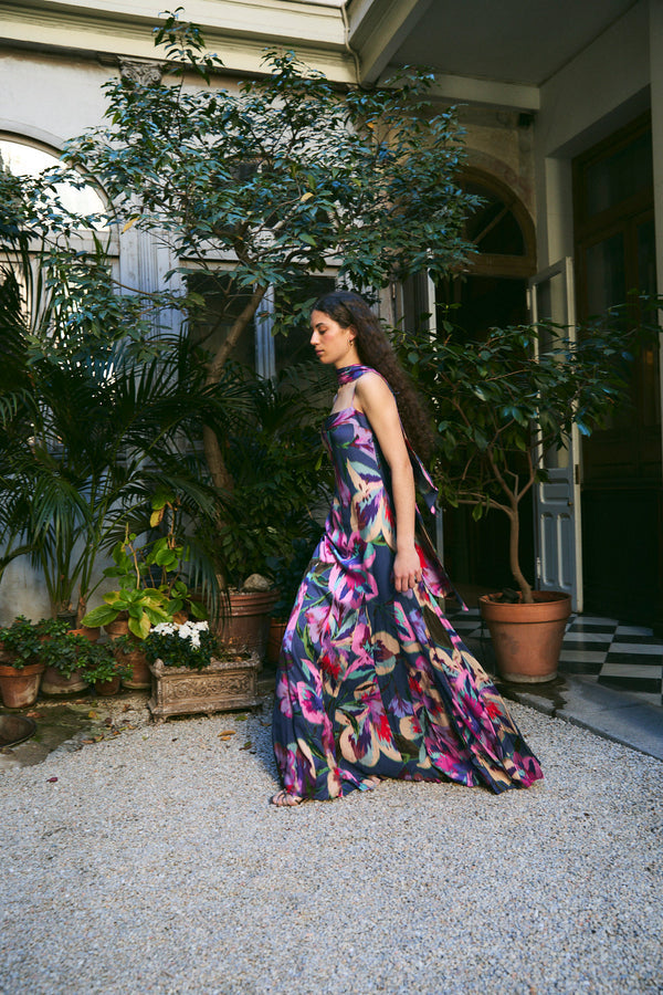 MER - VESTIDO LARGO ESTAMPADO CON TIRANTES