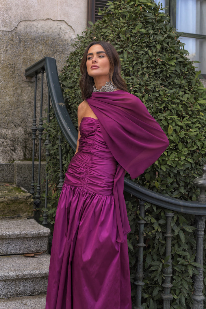 BRÍGIDA - VESTIDO FRUNCIDO CON FULAR