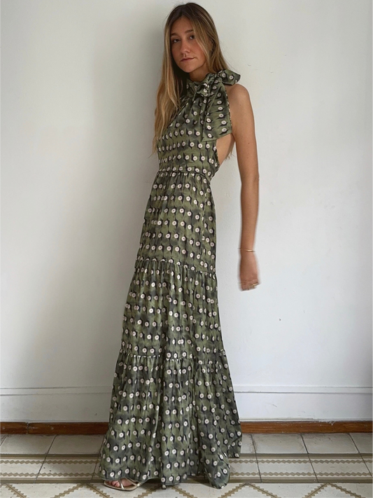 IVONNE - VESTIDO ESTAMPADO CON CUELLO HALTER