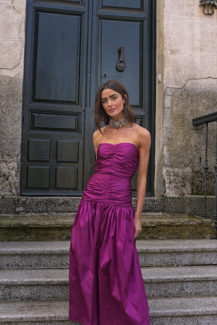 BRÍGIDA - VESTIDO FRUNCIDO CON FULAR