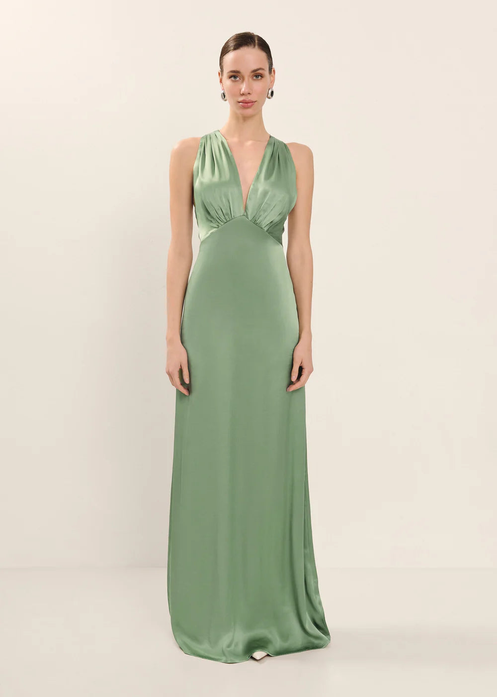 ÁMBAR - VESTIDO LARGO DE RASO CON LAZADAS