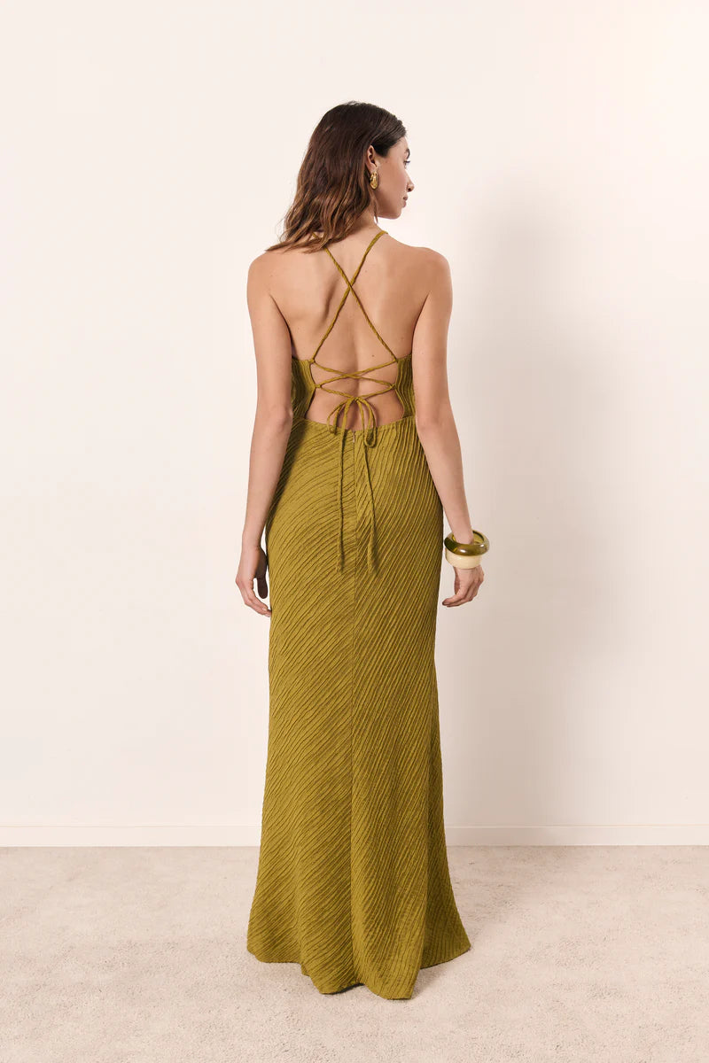 GENESIS - VESTIDO HALTER PLISADO