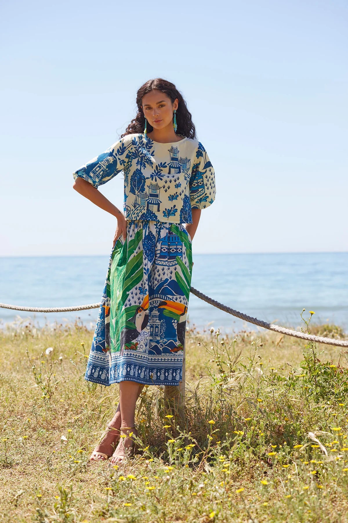 CALISTA - CONJUNTO ESTAMPADO DE FALDA Y BLUSA