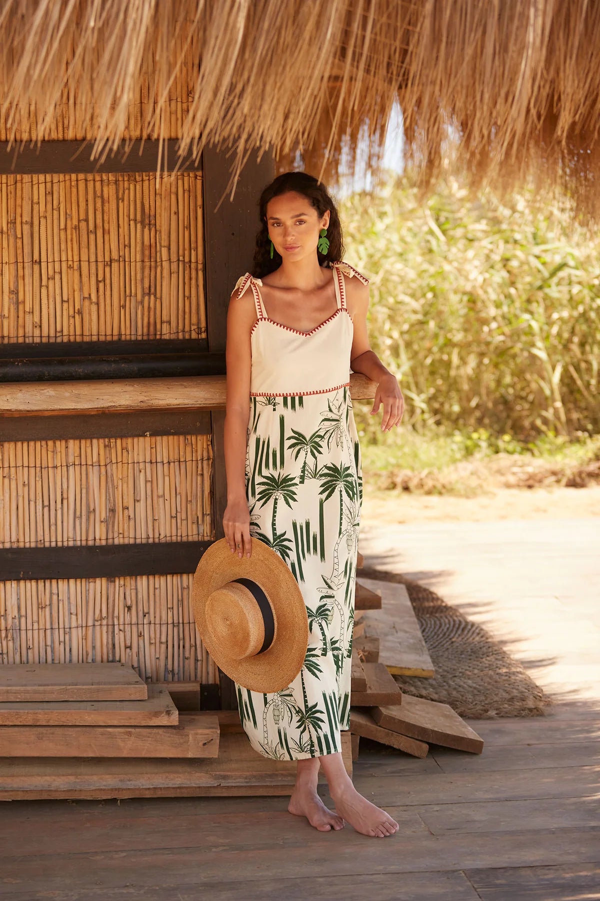 DAMIANA - VESTIDO MIDI ESTAMPADO DE PALMERAS