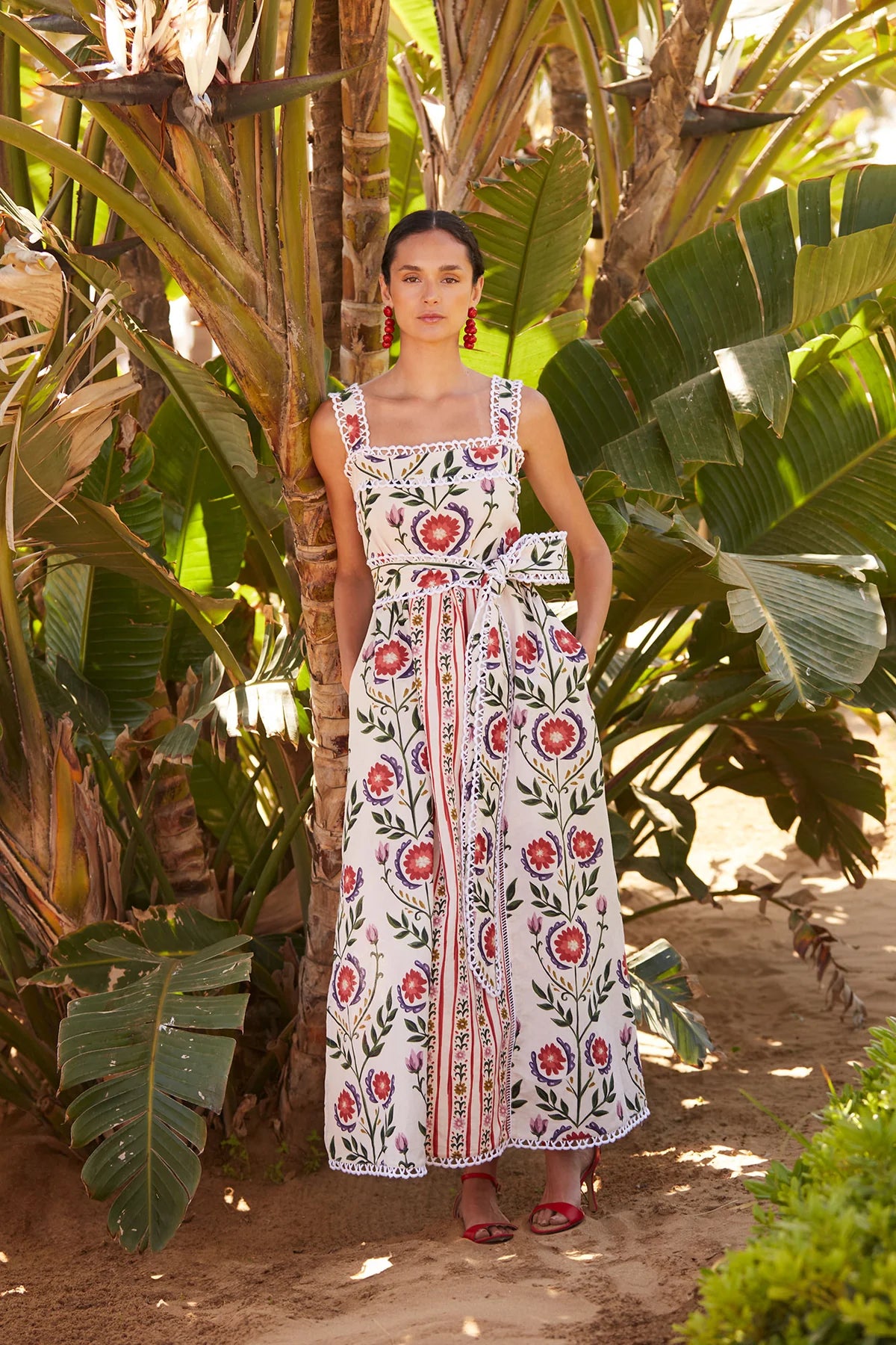 EPIFANÍA - VESTIDO LARGO CON ESTAMPADO FLORAL Y LAZO