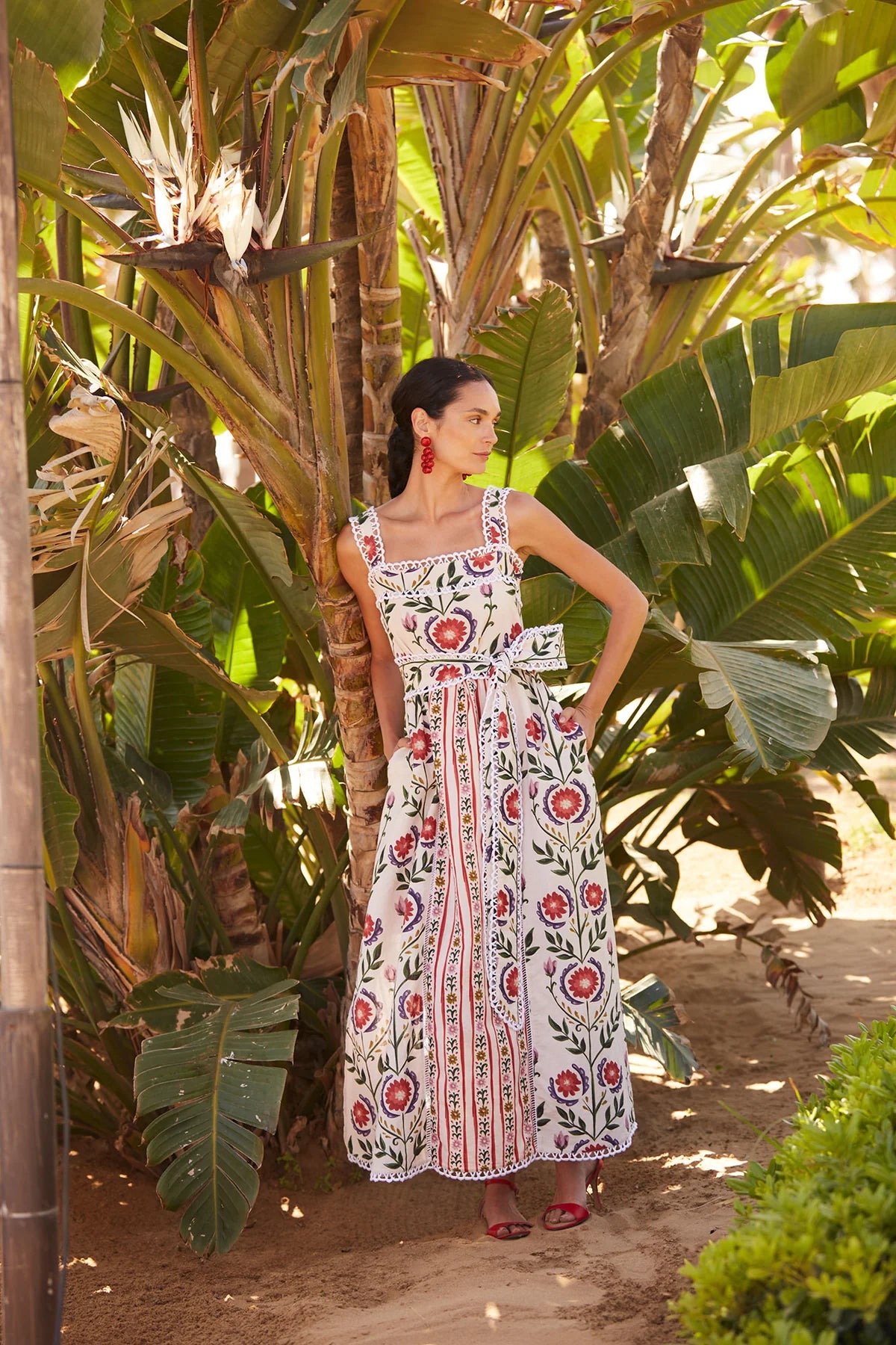 EPIFANÍA - VESTIDO LARGO CON ESTAMPADO FLORAL Y LAZO
