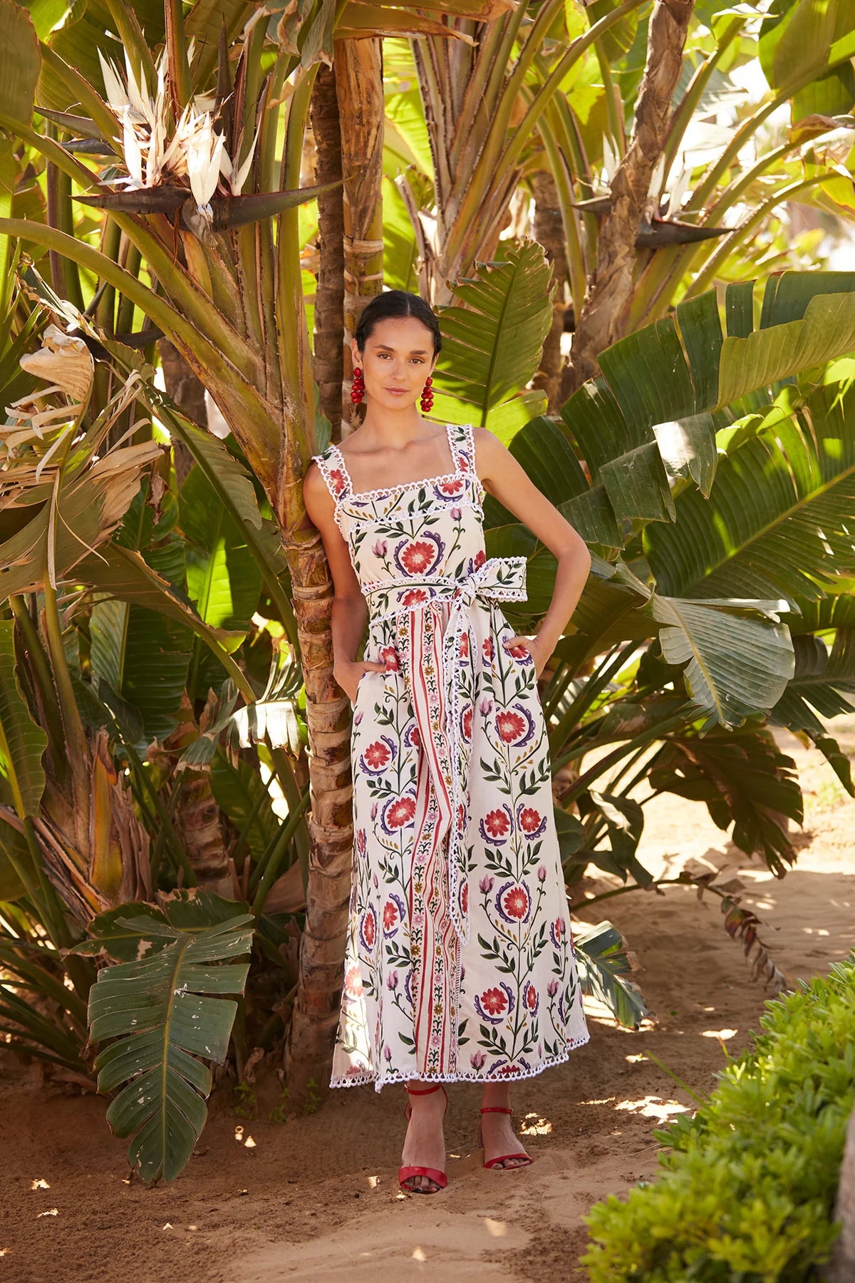 EPIFANÍA - VESTIDO LARGO CON ESTAMPADO FLORAL Y LAZO