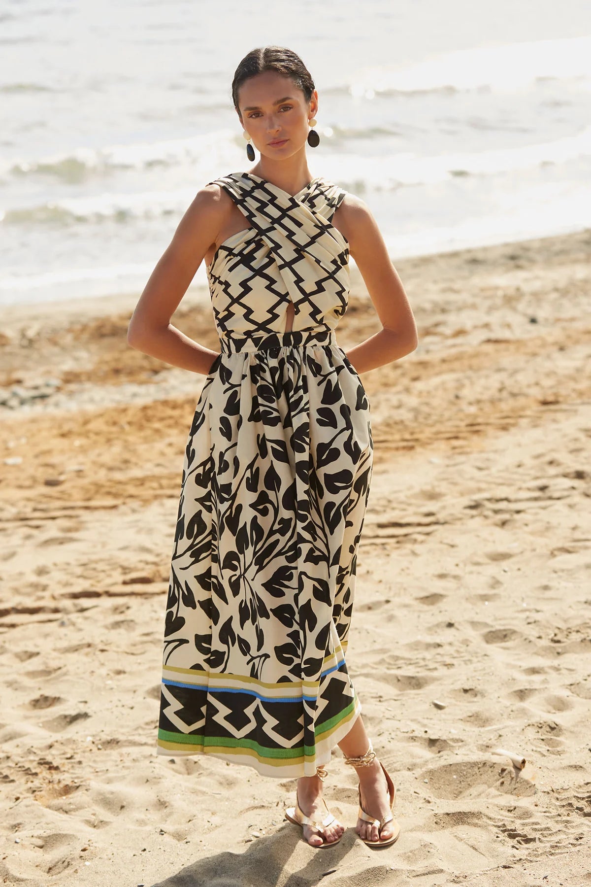 JACOBA - VESTIDO CRUZADO ESTAMPADO MIDI