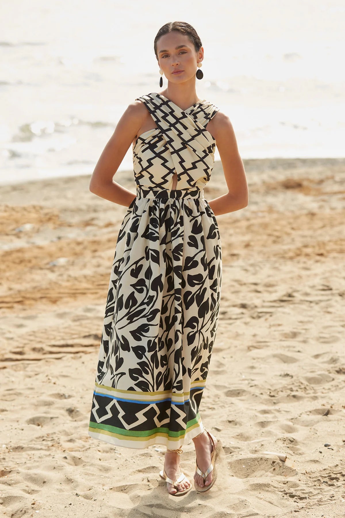 JACOBA - VESTIDO CRUZADO ESTAMPADO MIDI