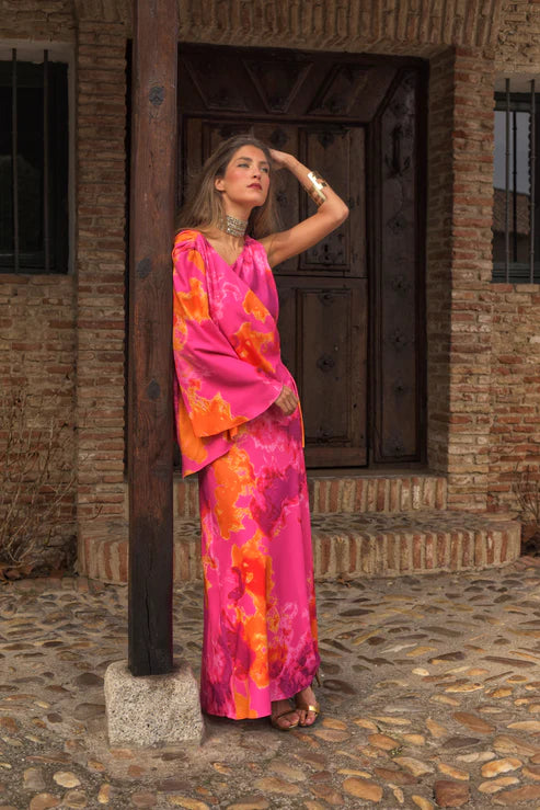 MARGARET - VESTIDO LARGO ASIMÉTRICO ESTAMPADO