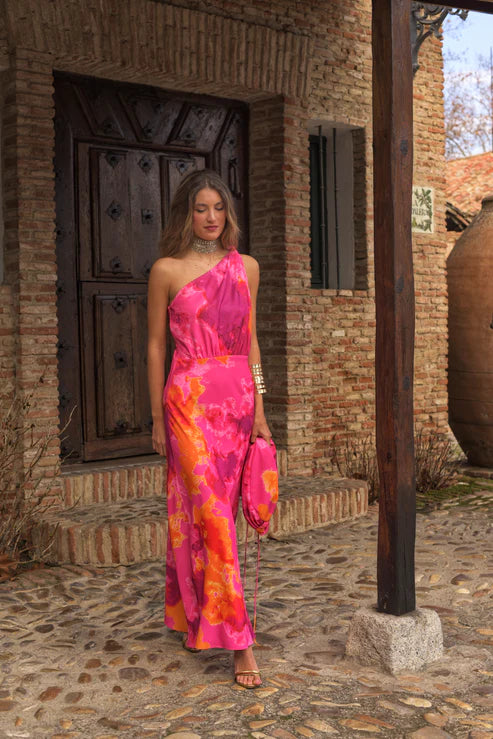 MARGARET - VESTIDO LARGO ASIMÉTRICO ESTAMPADO