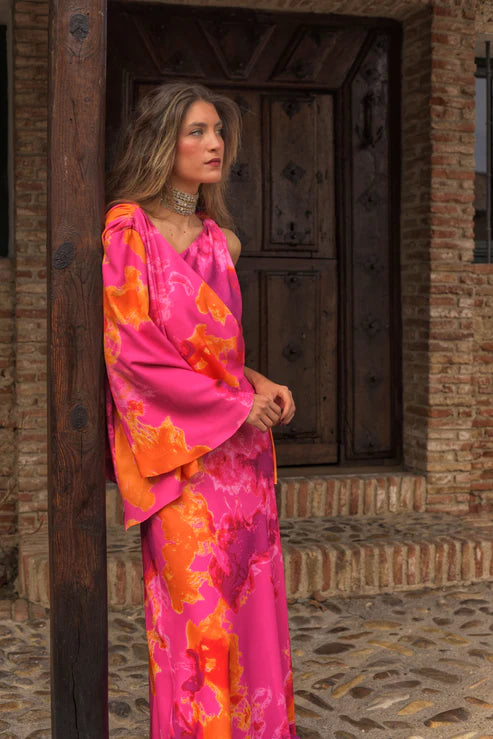 MARGARET - VESTIDO LARGO ASIMÉTRICO ESTAMPADO