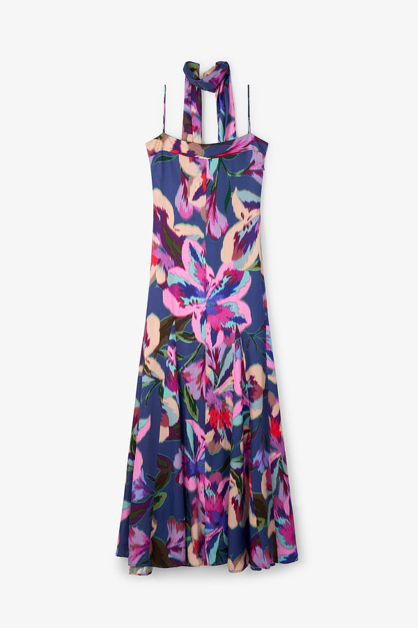 MER - VESTIDO LARGO ESTAMPADO CON TIRANTES