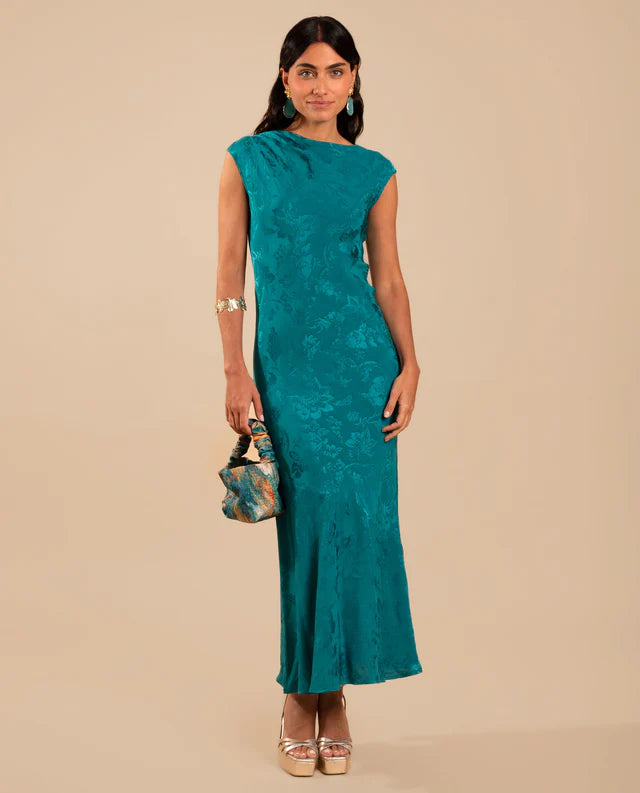 PATRICIA - VESTIDO LARGO DE JACQUARD SATINADO