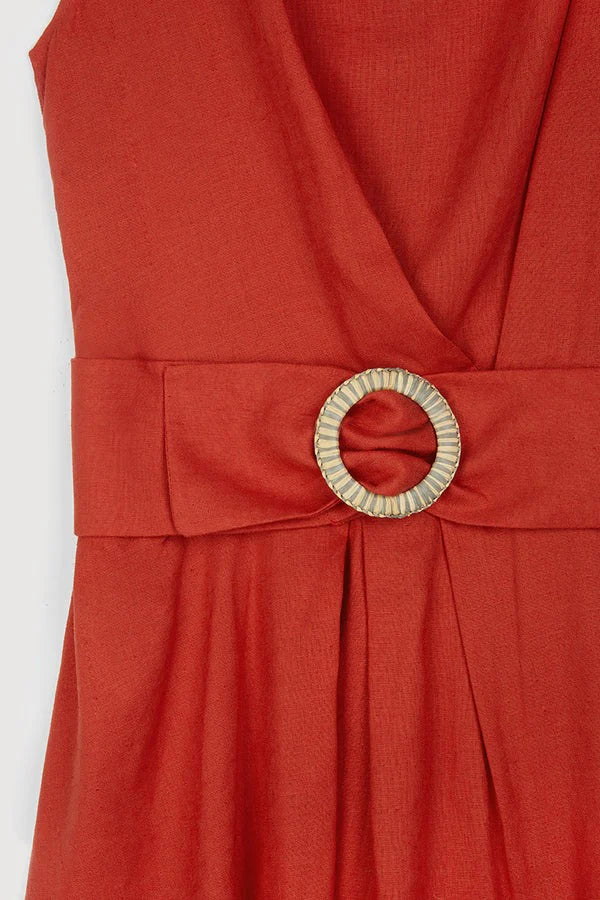 NAYLA - VESTIDO CON CINTURÓN Y ESCOTE DRAPEADO