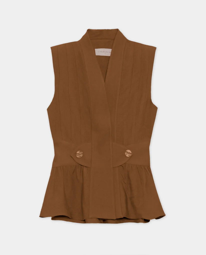 KARELYS - CONJUNTO SIN MANGAS CON PEPLUM