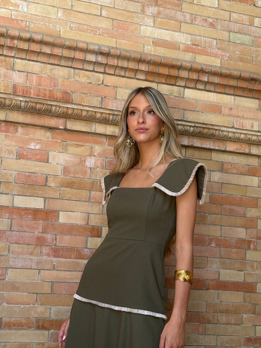 LISSET - VESTIDO MIDI CON VOLANTES DECORATIVOS