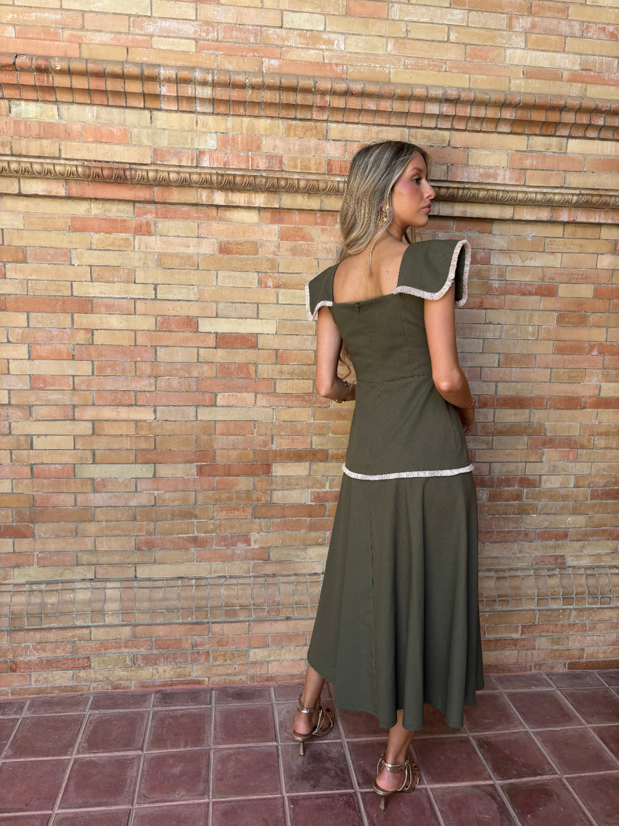 LISSET - VESTIDO MIDI CON VOLANTES DECORATIVOS