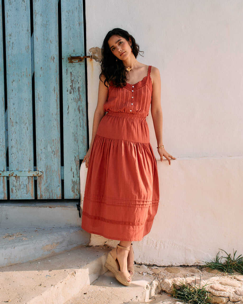 LUDIVINA - CONJUNTO DE TOP Y FALDA MIDI DE LINO