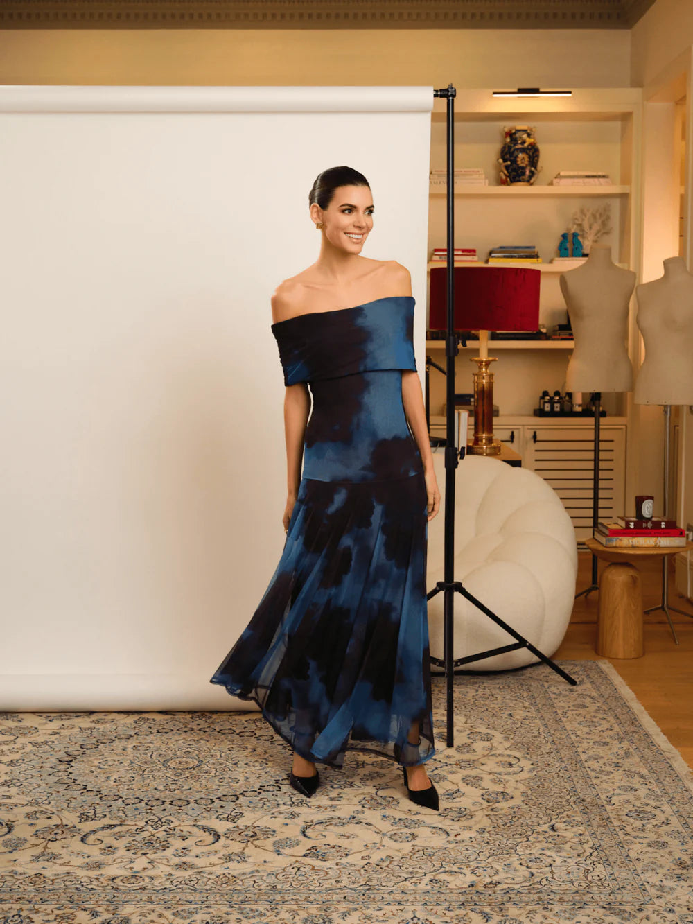 MIREYA - VESTIDO LARGO CON HOMBROS CAÍDOS