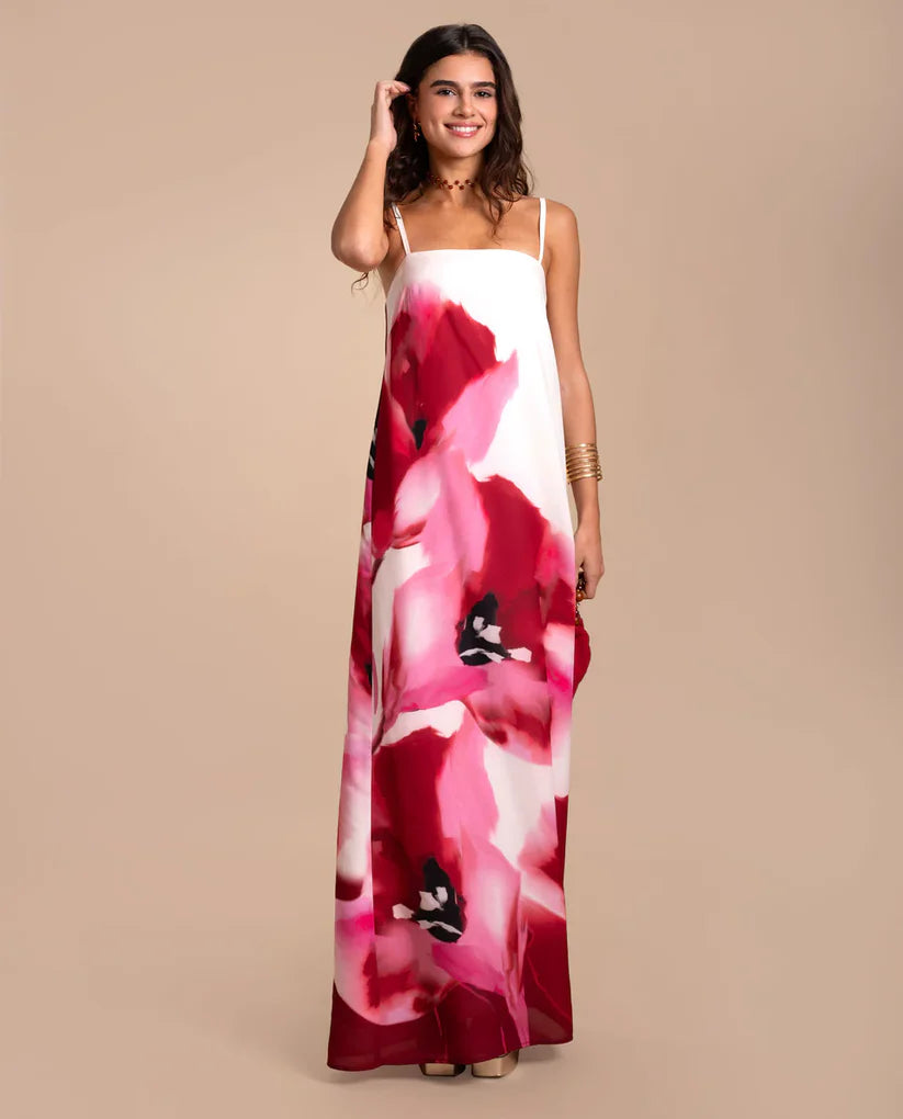 NAZARIA - VESTIDO LARGO ESTAMPADO FLORAL