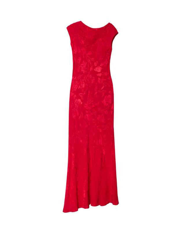 PATRICIA - VESTIDO LARGO DE JACQUARD SATINADO