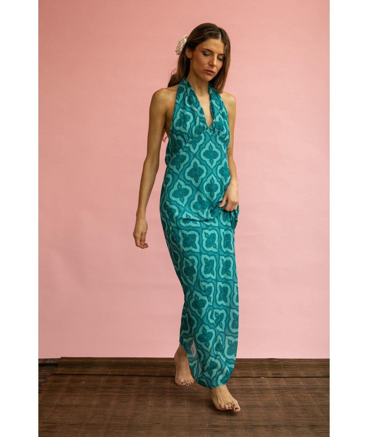 CALIXTA - VESTIDO HALTER ESTAMPADO