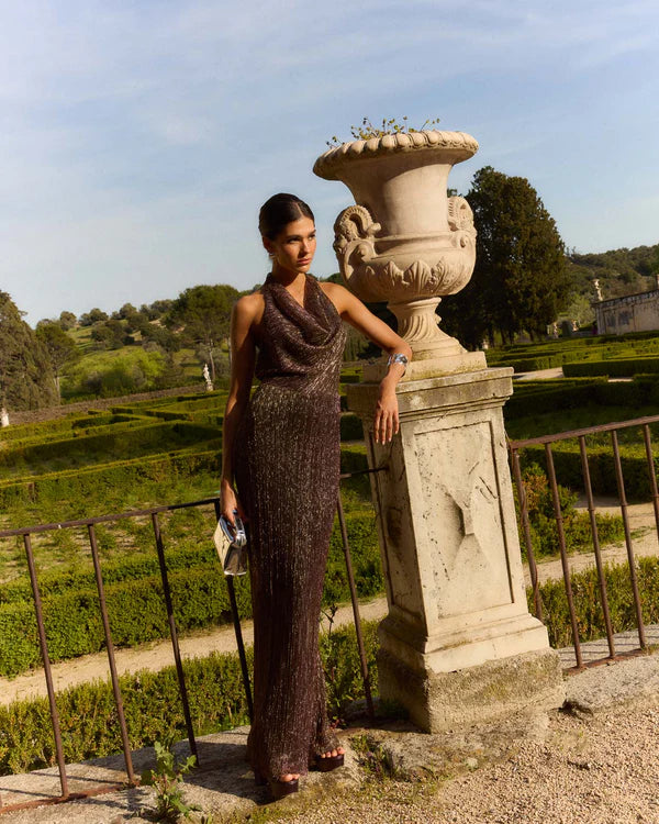 ANUNCIACIÓN - VESTIDO HALTER CON ESPALDA DESCUBIERTA